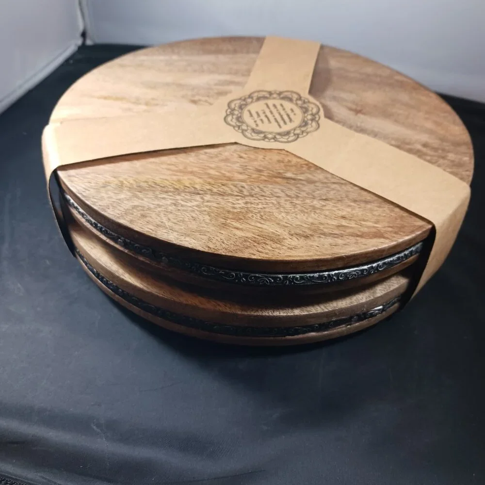 Wood Round Serving Boards or Trivets set of 2 (NWT)